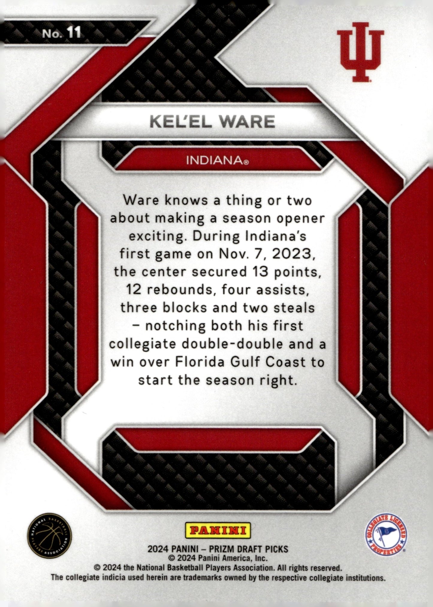 Kel'el Ware 2024 Panini Prizm Draft Picks New Recruits RC #11 - Collector Store LLC