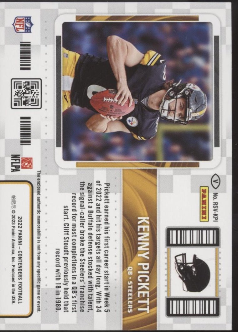 Kenny Pickett 2022 Panini Contenders Season Ticket Green Swatch RC #RSV - KPI - Collector Store LLC