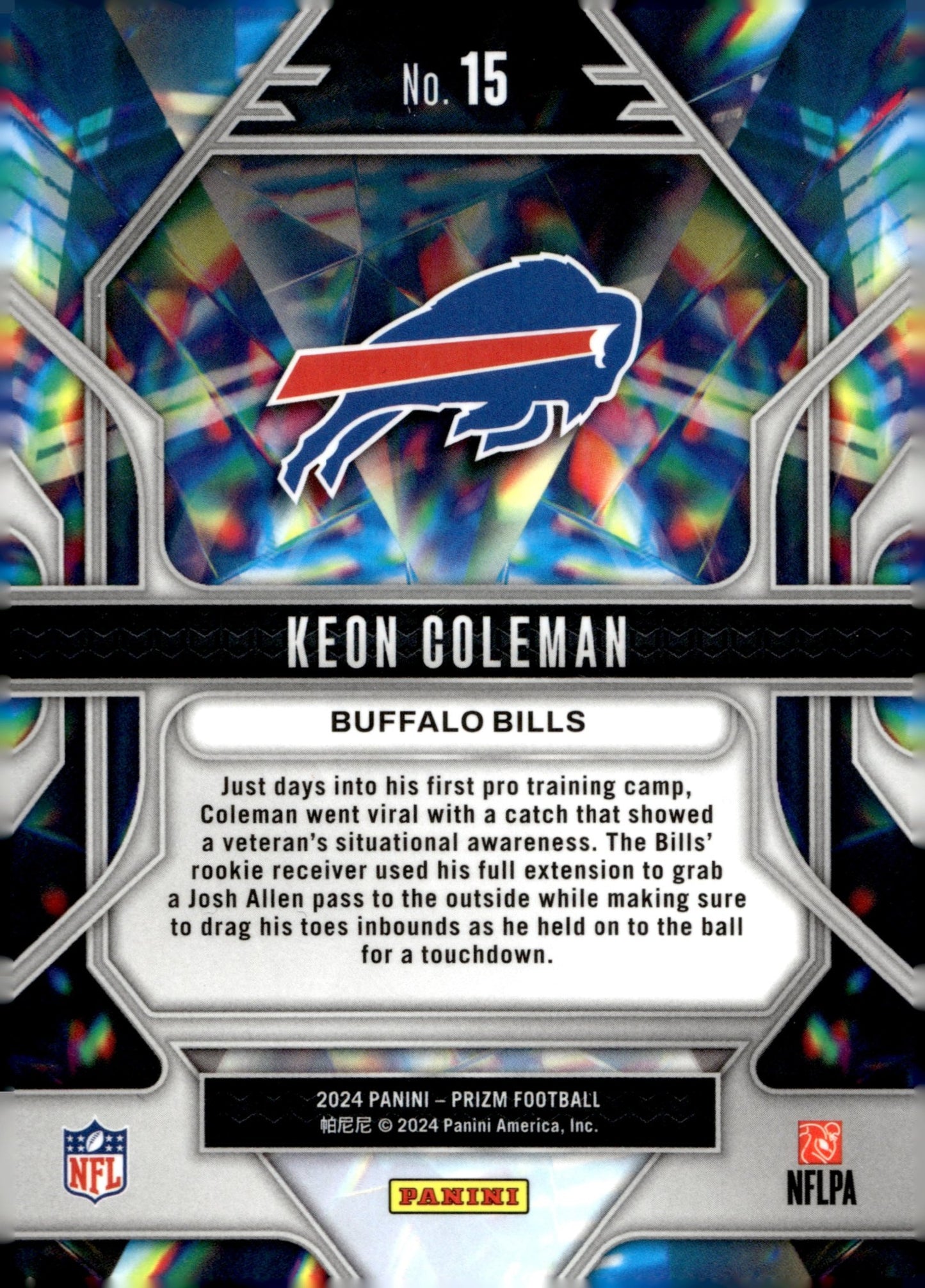 Keon Coleman 2024 Panini Prizm Prizmatic RC #15 - Collector Store LLC
