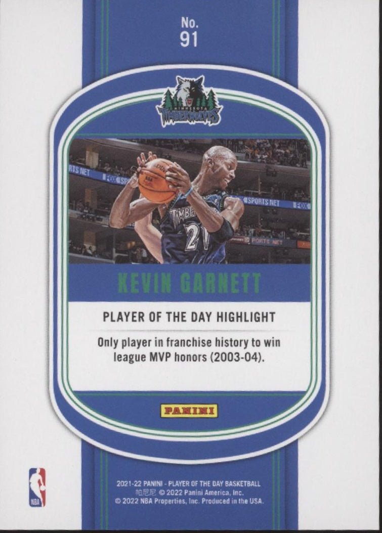 Kevin Garnett 2021 - 22 Panini Player of the Day 078/199 #91 - Collector Store LLC