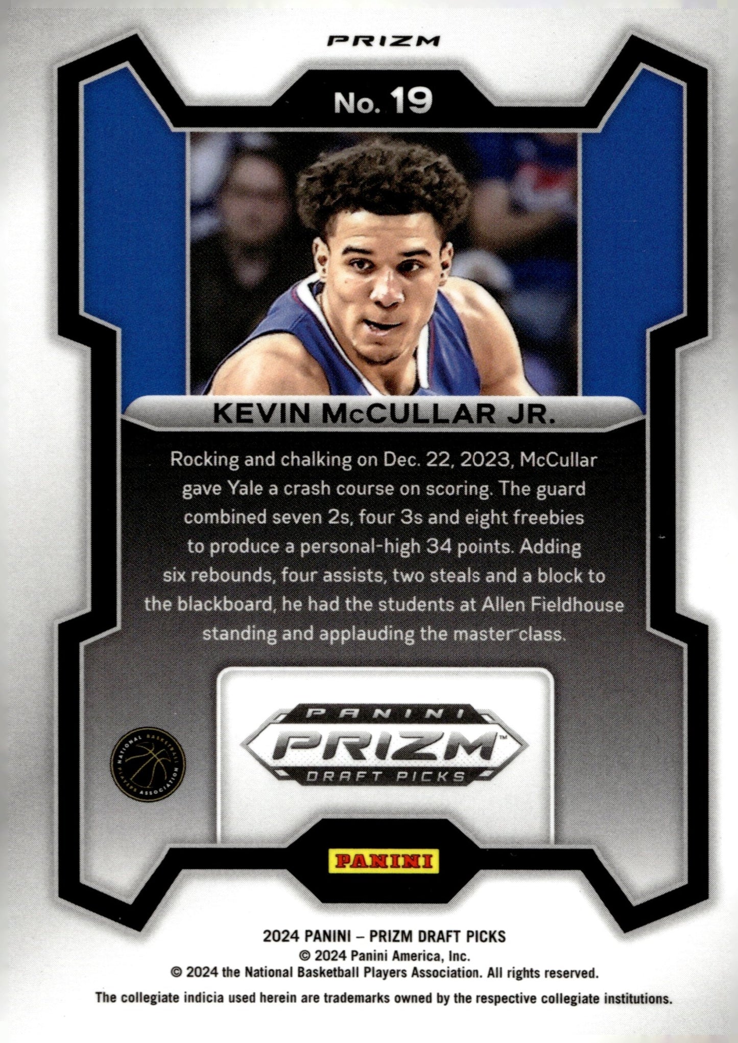 Kevin McCullar Jr. 2024 Panini Prizm Draft Picks Hyper Prizm RC #19 - Collector Store LLC