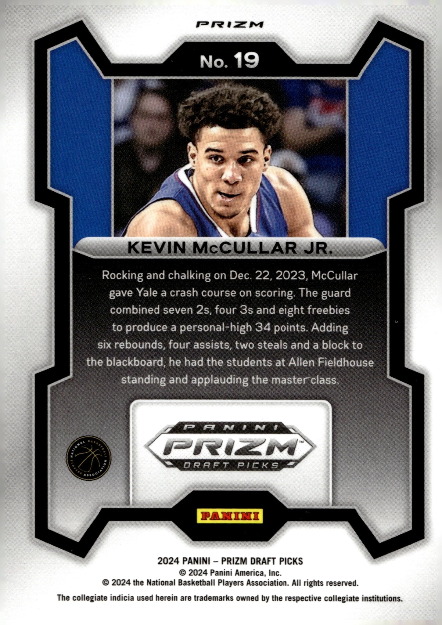 Kevin McCullar Jr. 2024 Panini Prizm Draft Picks Hyper Prizm RC #19 - Collector Store LLC