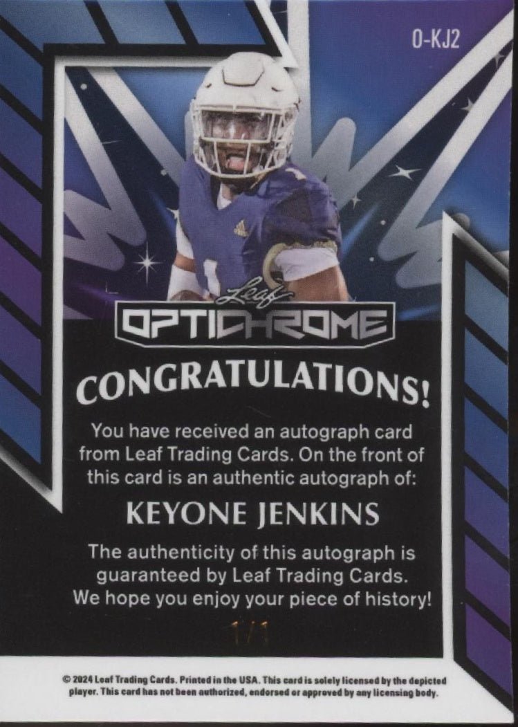 Keyone Jenkins 2024 Leaf Optichrome RC Auto 1/1 O - KJ2 - Collector Store LLC