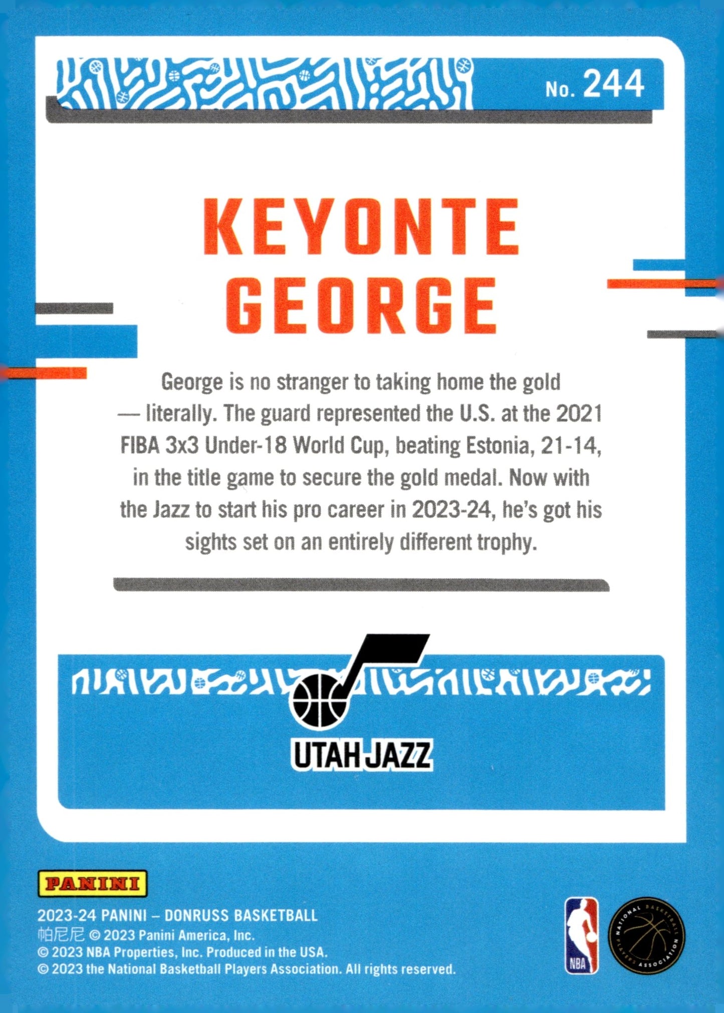 Keyonte George 2023 - 24 Panini Donruss Rated Rookie Green Laser RC #244 - Collector Store LLC