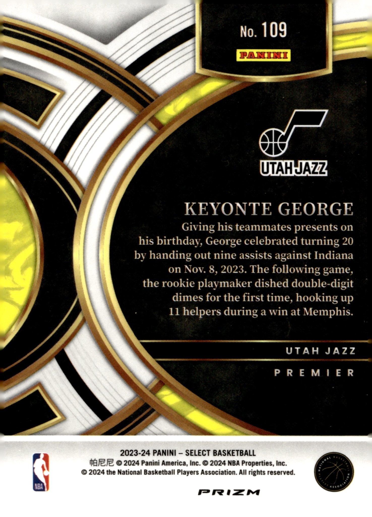 Keyonte George 2023 - 24 Panini Select Blue Atomic Prizm RC #109 - Collector Store LLC