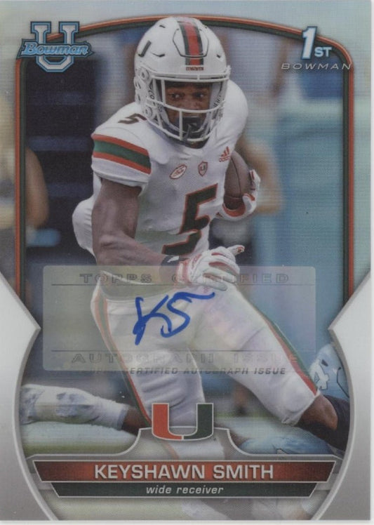 Keyshawn Smith 2022 Bowman Chrome University Refractor Auto 395/499 55 - Collector Store LLC