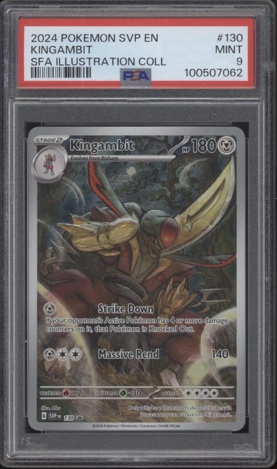 Kingambit Pokemon Scarlet & Violet Promo SFA Illustration Collection #130 PSA 9 - Collector Store LLC Kingambit Pokemon Scarlet & Violet Promo SFA Illustration Collection #130 PSA 9 - Collector Store LLC