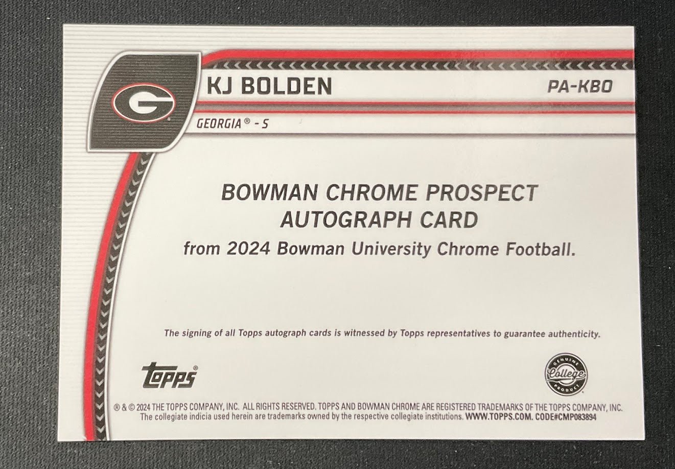 KJ Bolden 2024 Bowman Chrome University Orange Refractor Auto #PA - KBO - Collector Store LLC
