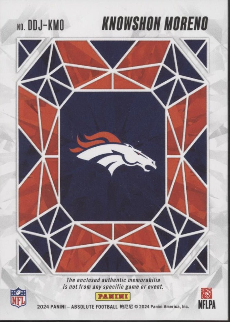 Knowshon Moreno 2024 Panini Absolute Draft Diamonds Swatch #DDJ - KMO - Collector Store LLC