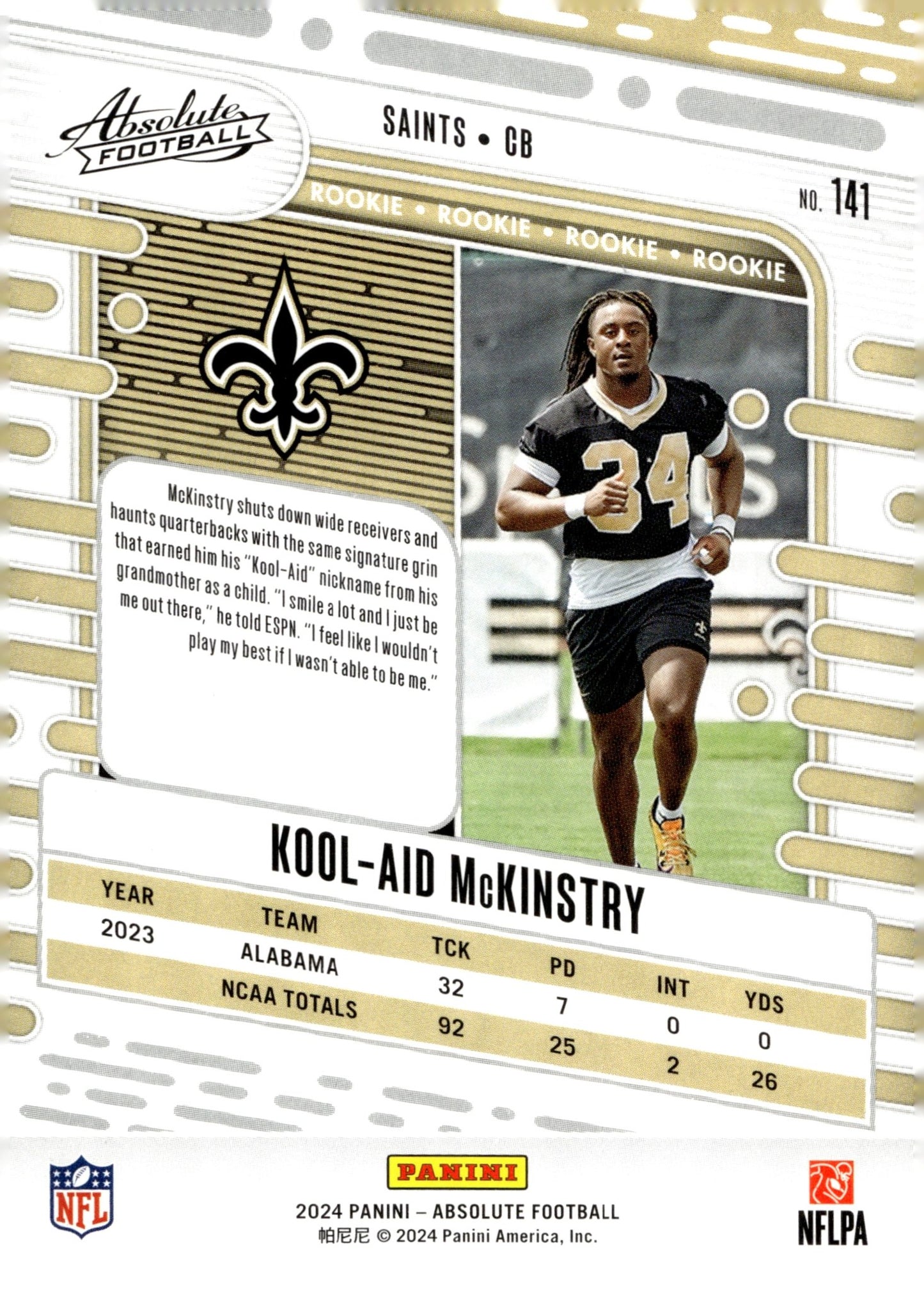 Kool - Aid McKinstry 2024 Panini Absolute RC #141 - Collector Store LLC