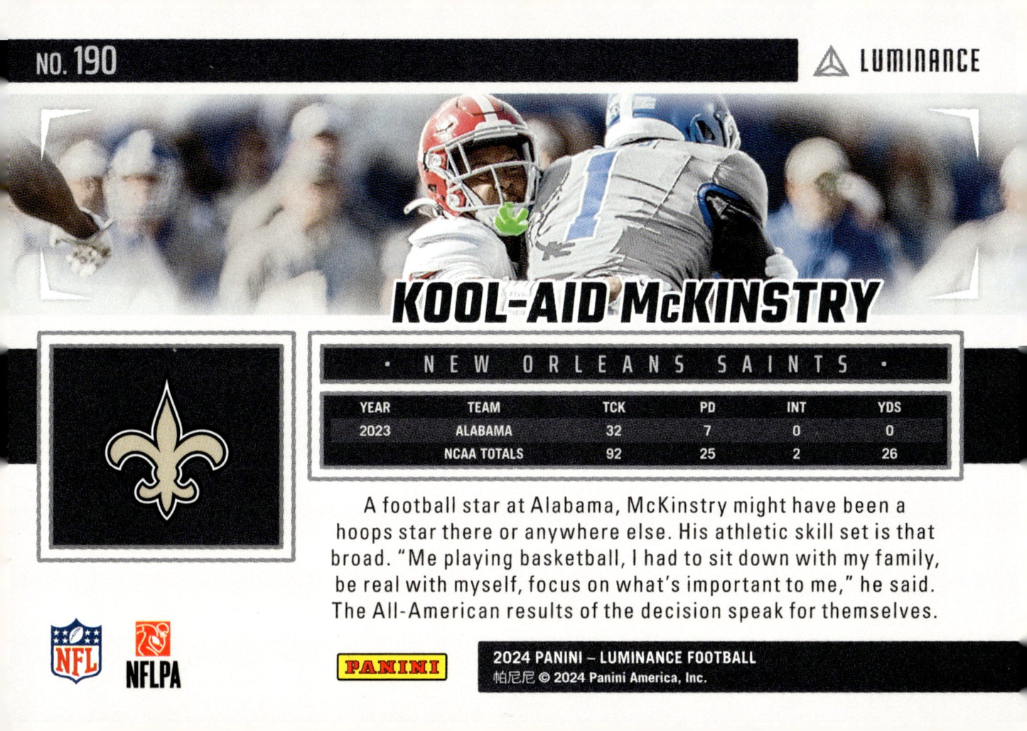 Kool - Aid McKinstry 2024 Panini Luminance RC #190 - Collector Store LLC