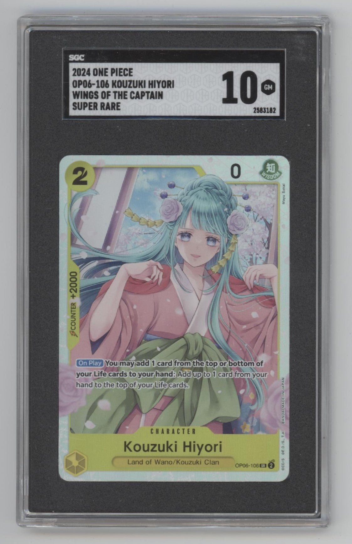Kouzuki Hiyori One Piece Card Game Wings of the Captain Super Rare #106 SGC 10 - Collector Store LLC