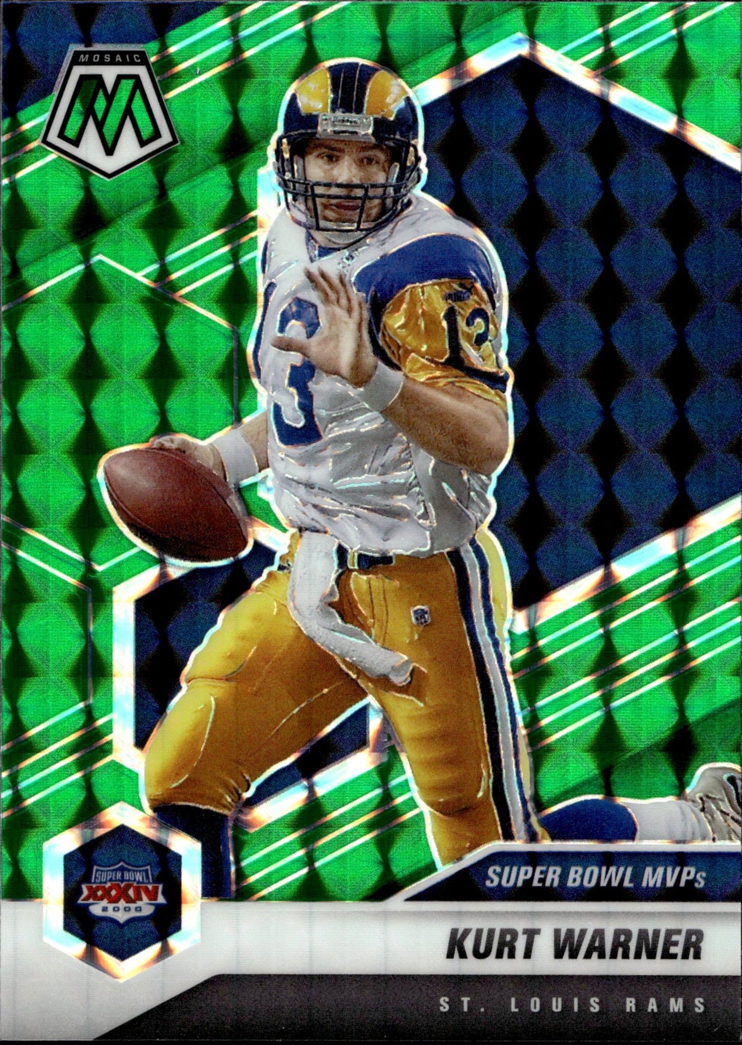 Kurt Warner 2024 Panini Mosaic Super Bowl MVPs Green Prizm #294 - Collector Store LLC