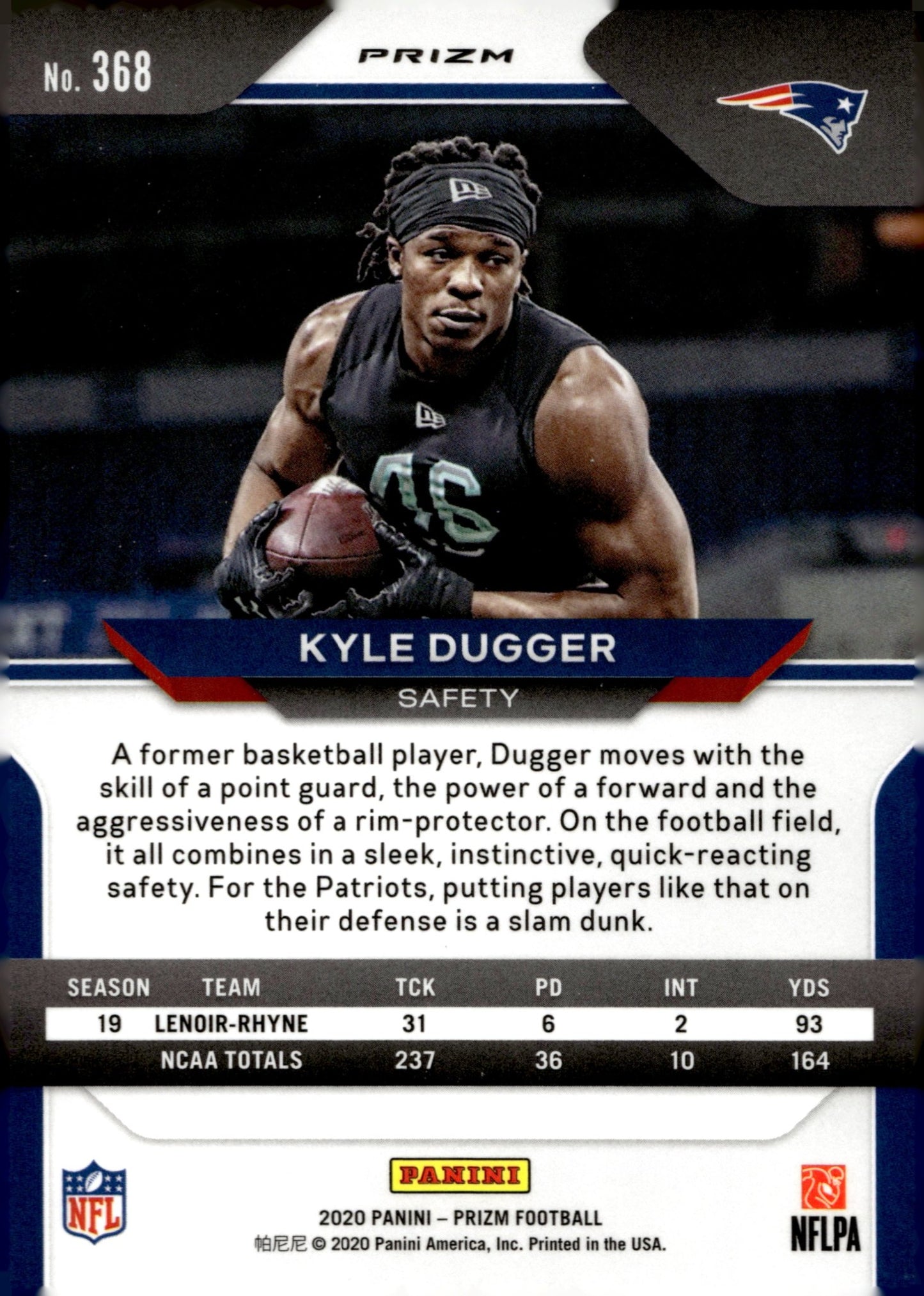 Kyle Dugger 2020 Panini Prizm Red White & Blue Prizm RC #368 #1 - Collector Store LLC