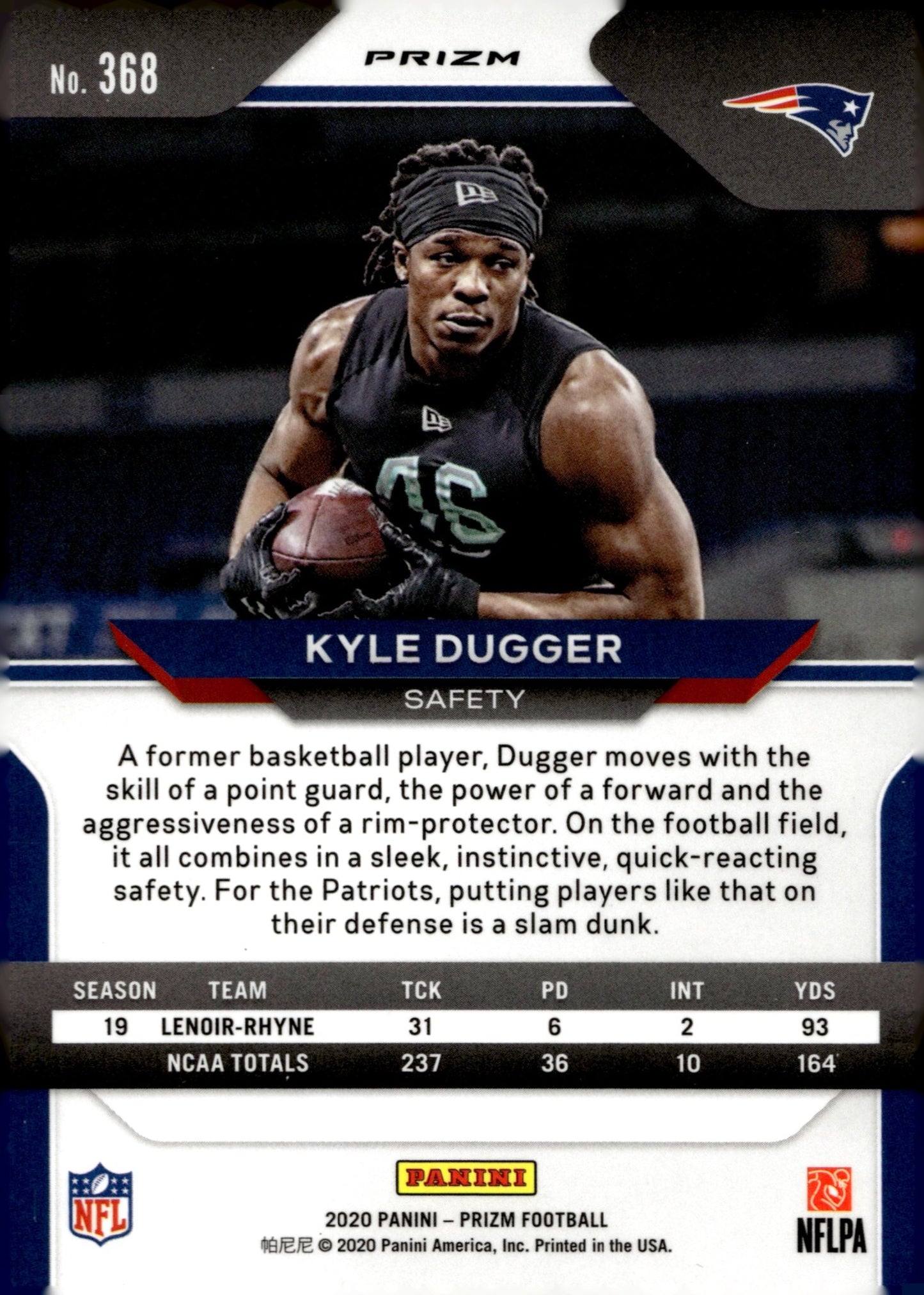 Kyle Dugger 2020 Panini Prizm Red White & Blue Prizm RC #368 #2 - Collector Store LLC