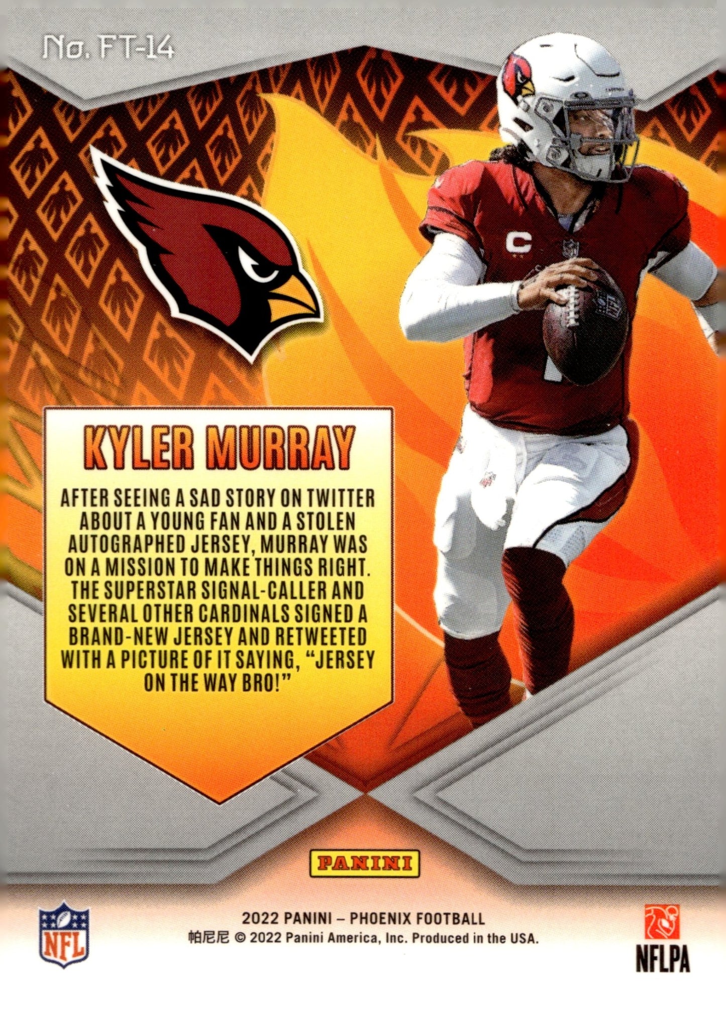 Kyler Murray 2022 Panini Phoenix Flame Throwers Refractor #FT - 14 - Collector Store LLC