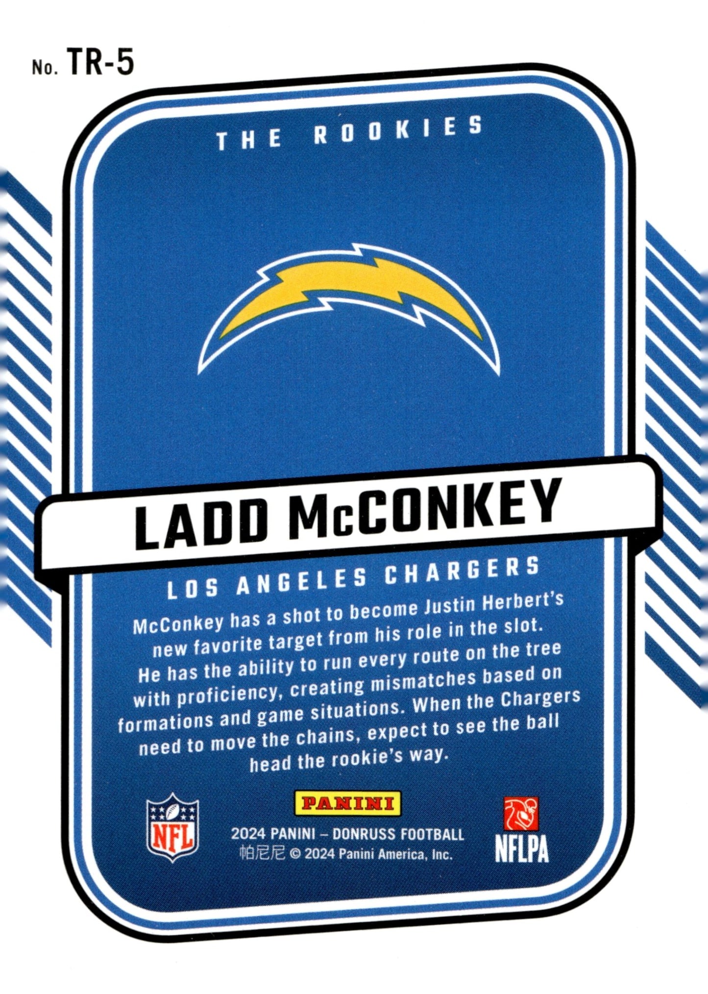 Ladd McConkey 2024 Panini Donruss The Rookies RC #TR - 5 - Collector Store LLC