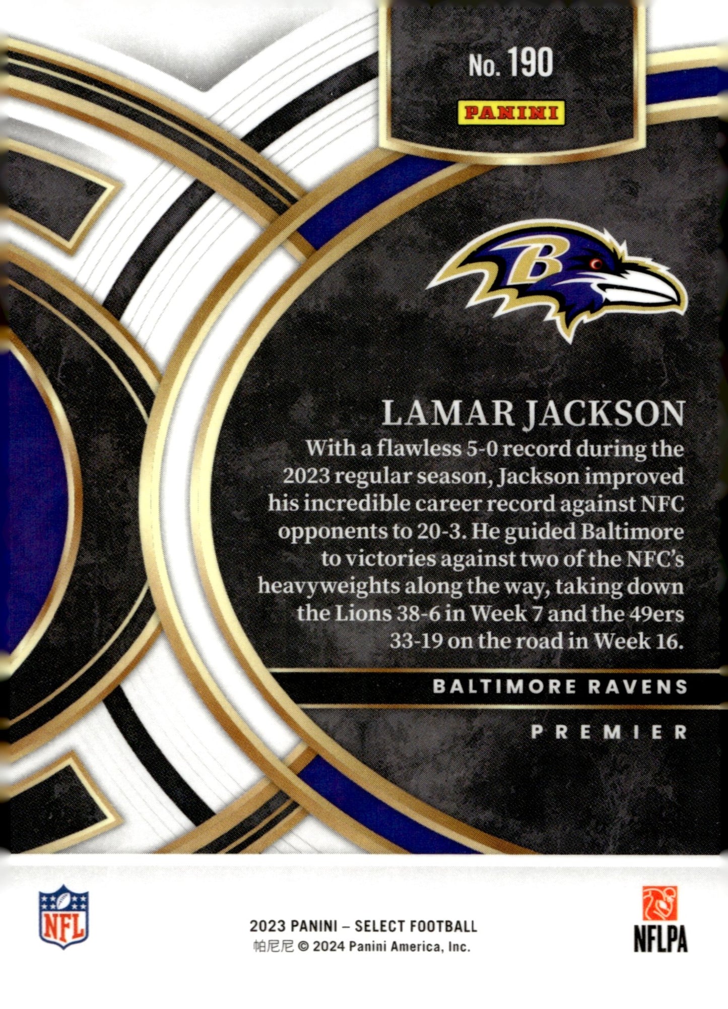 Lamar Jackson 2023 Panini Select #190 - Collector Store LLC