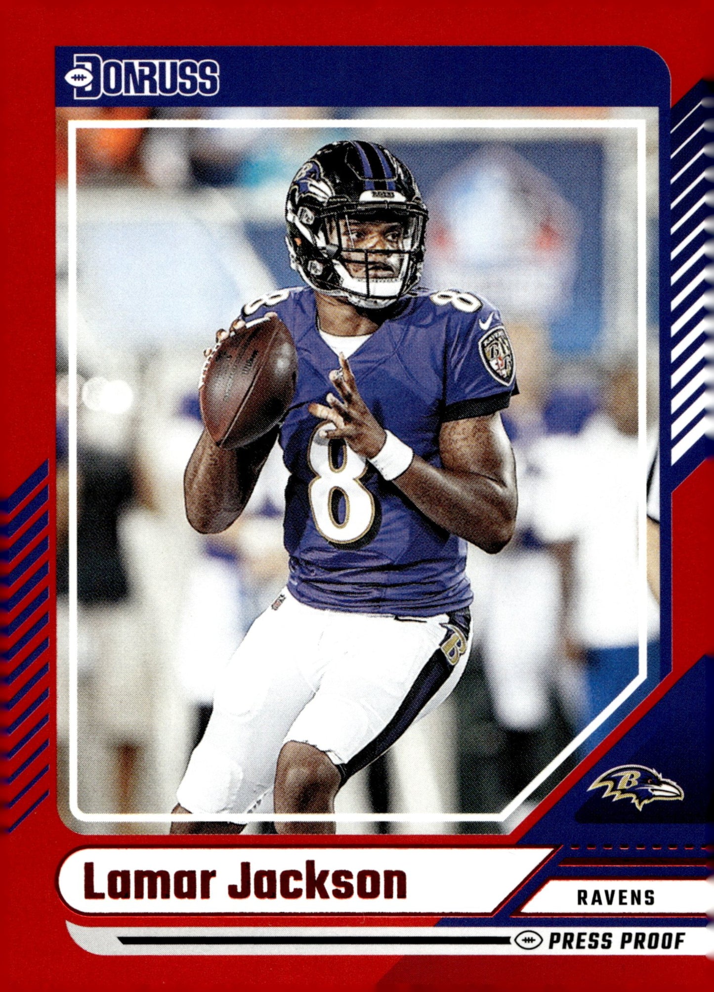 Lamar Jackson 2024 Panini Donruss Press Proof Red #130 - Collector Store LLC