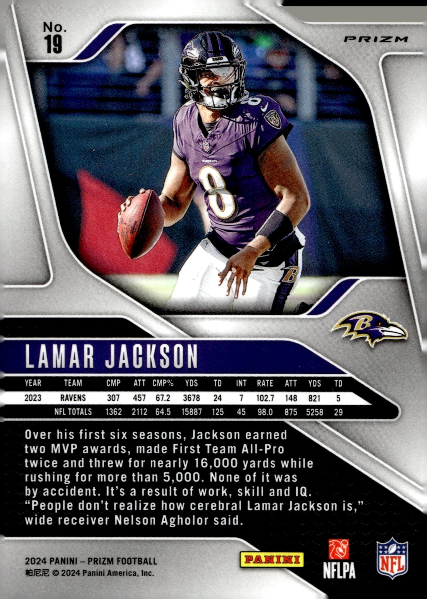 Lamar Jackson 2024 Panini Prizm Red White & Blue Prizm #19 - Collector Store LLC