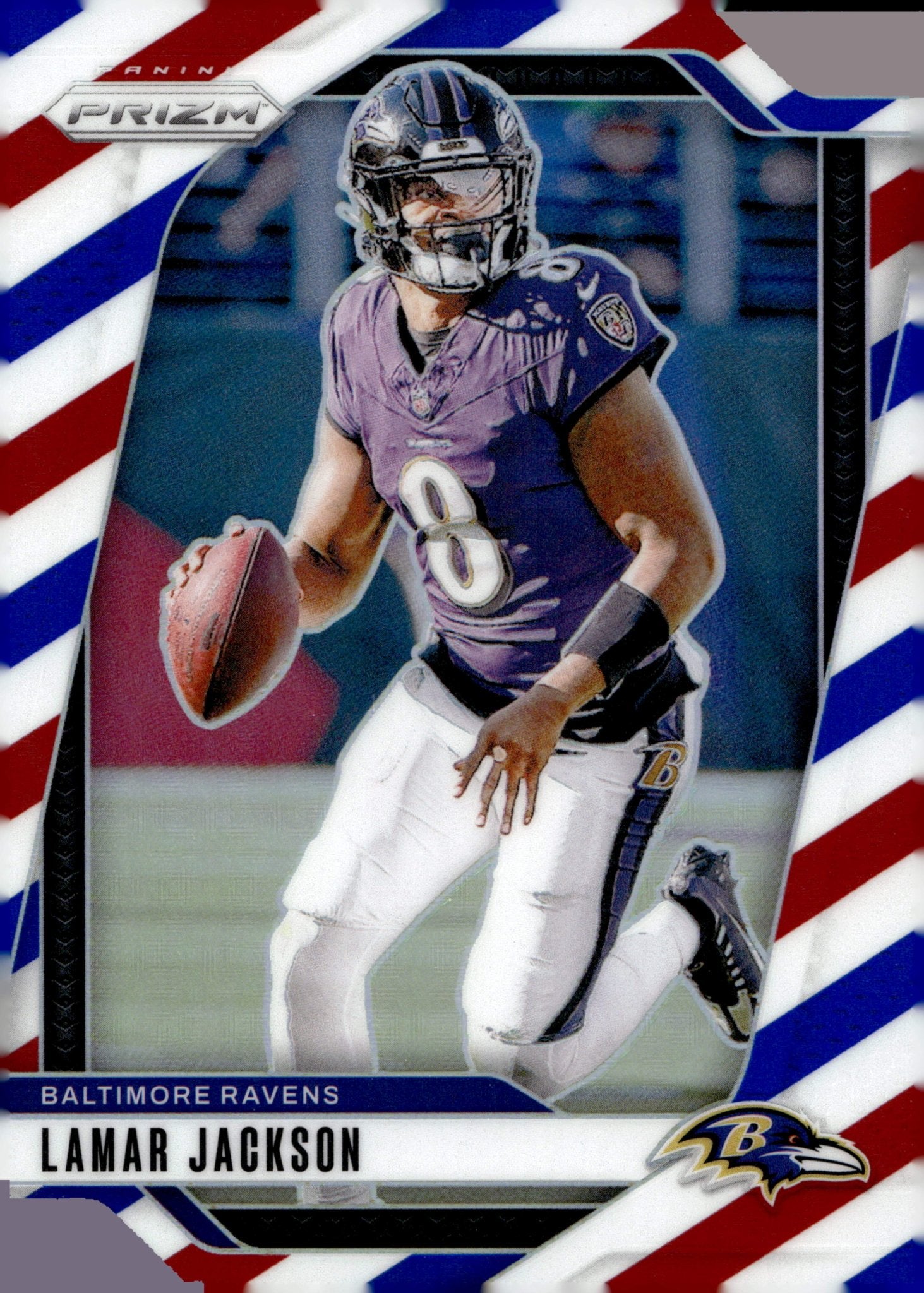 Lamar Jackson 2024 Panini Prizm Red White & Blue Prizm #19 - Collector Store LLC