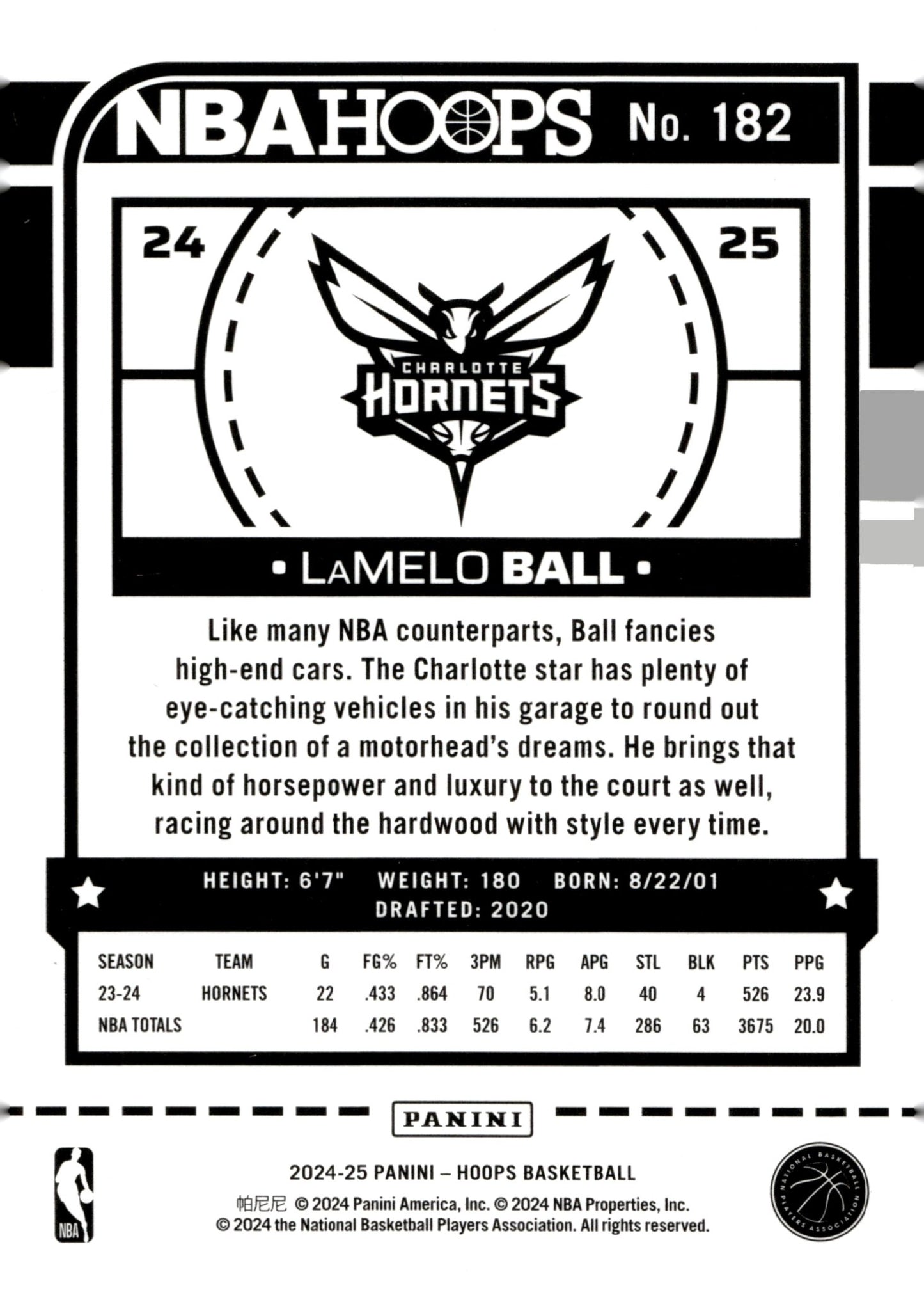 LaMelo Ball 2024 - 25 Panini Hoops Blue #182 - Collector Store LLC