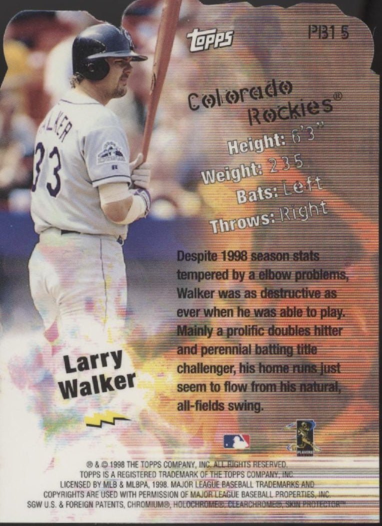 Larry Walker 1998 Topps Power Brokers Die - Cut #PB15 - Collector Store LLC