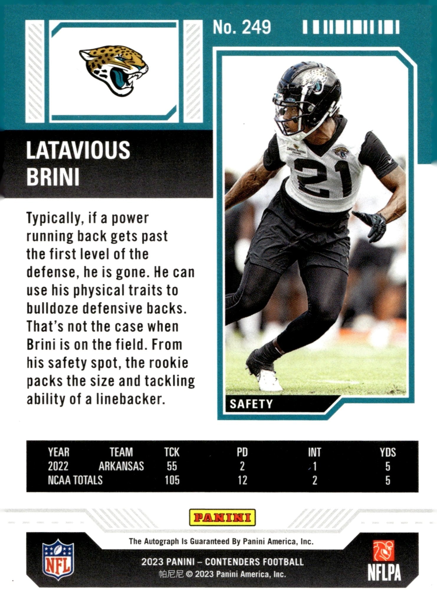 Latavious Brini 2023 Panini Contenders Rookie Ticket RC Auto #249 - Collector Store LLC