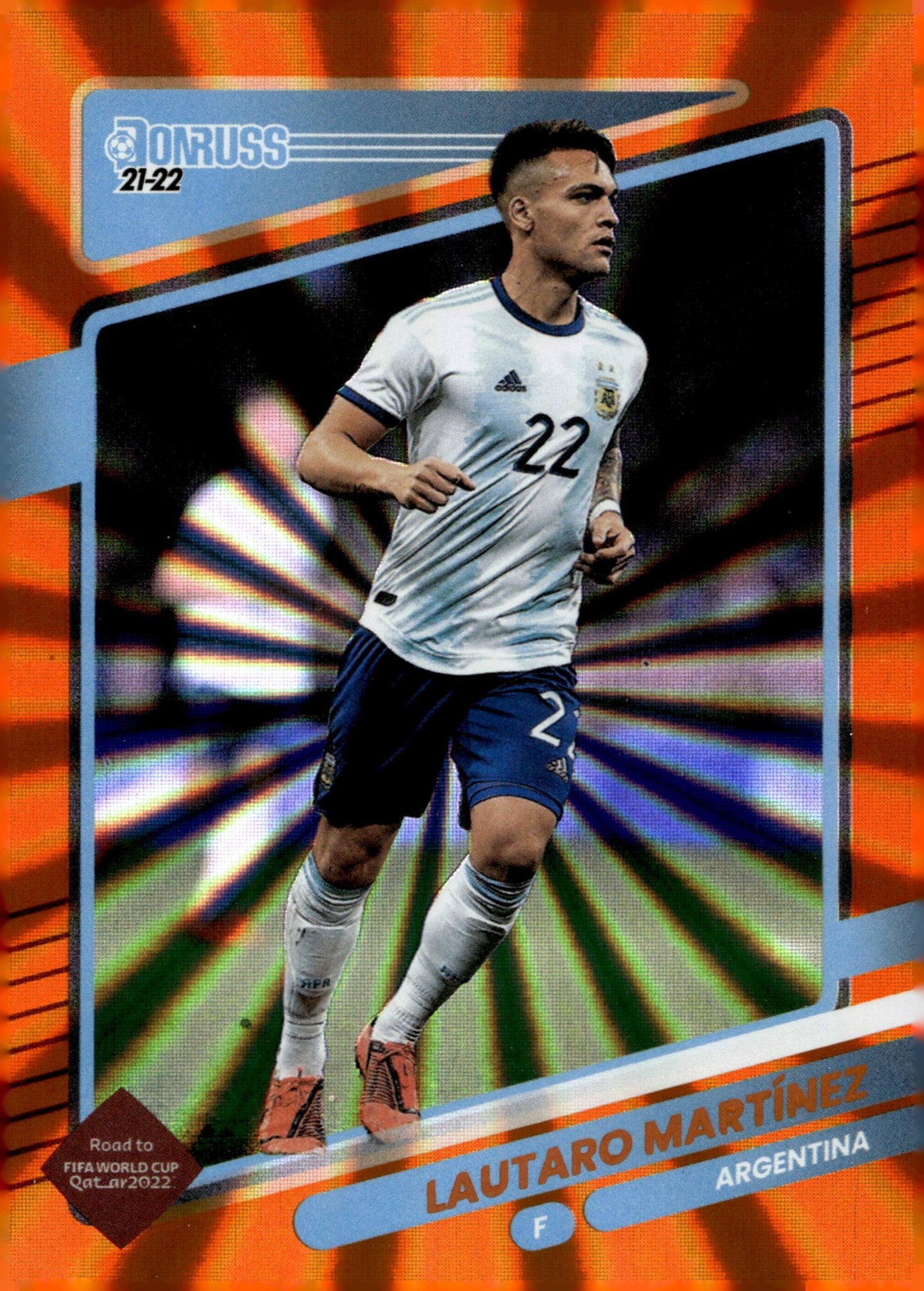 Lautaro Martinez 2021 - 22 Panini Donruss Road to FIFA World Cup Orange Laser #5 - Collector Store LLC