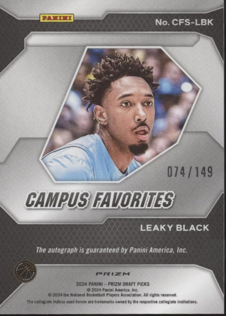 Leaky Black 2024 Prizm Draft Picks Campus Favorites Blue Prizm Auto 074/149 - Collector Store LLC