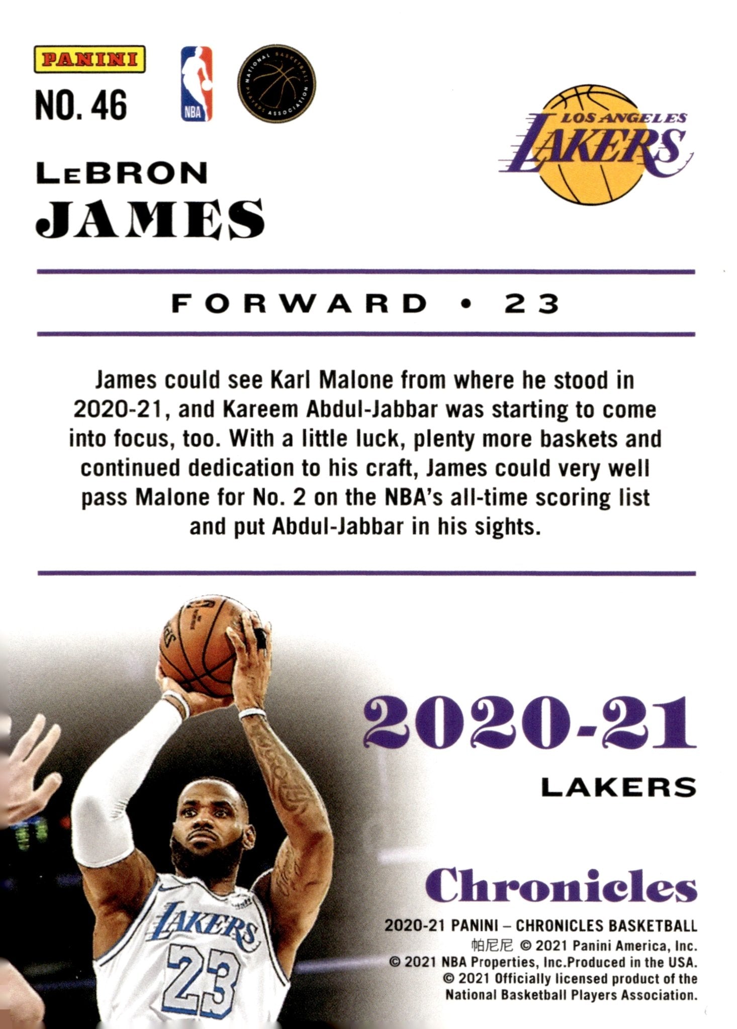 LeBron James 2020 - 21 Panini Chronicles #46 - Collector Store LLC