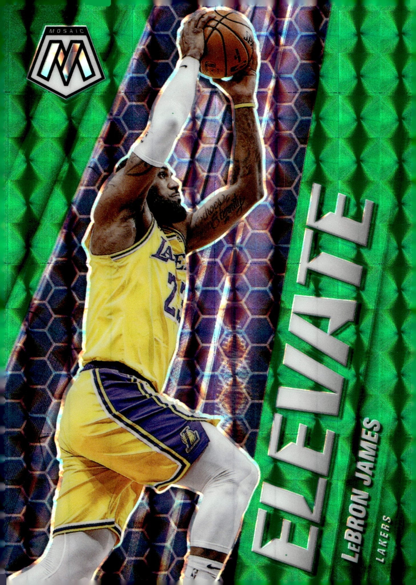 LeBron James 2020 - 21 Panini Mosaic Elevate Green Prizm #23 - Collector Store LLC