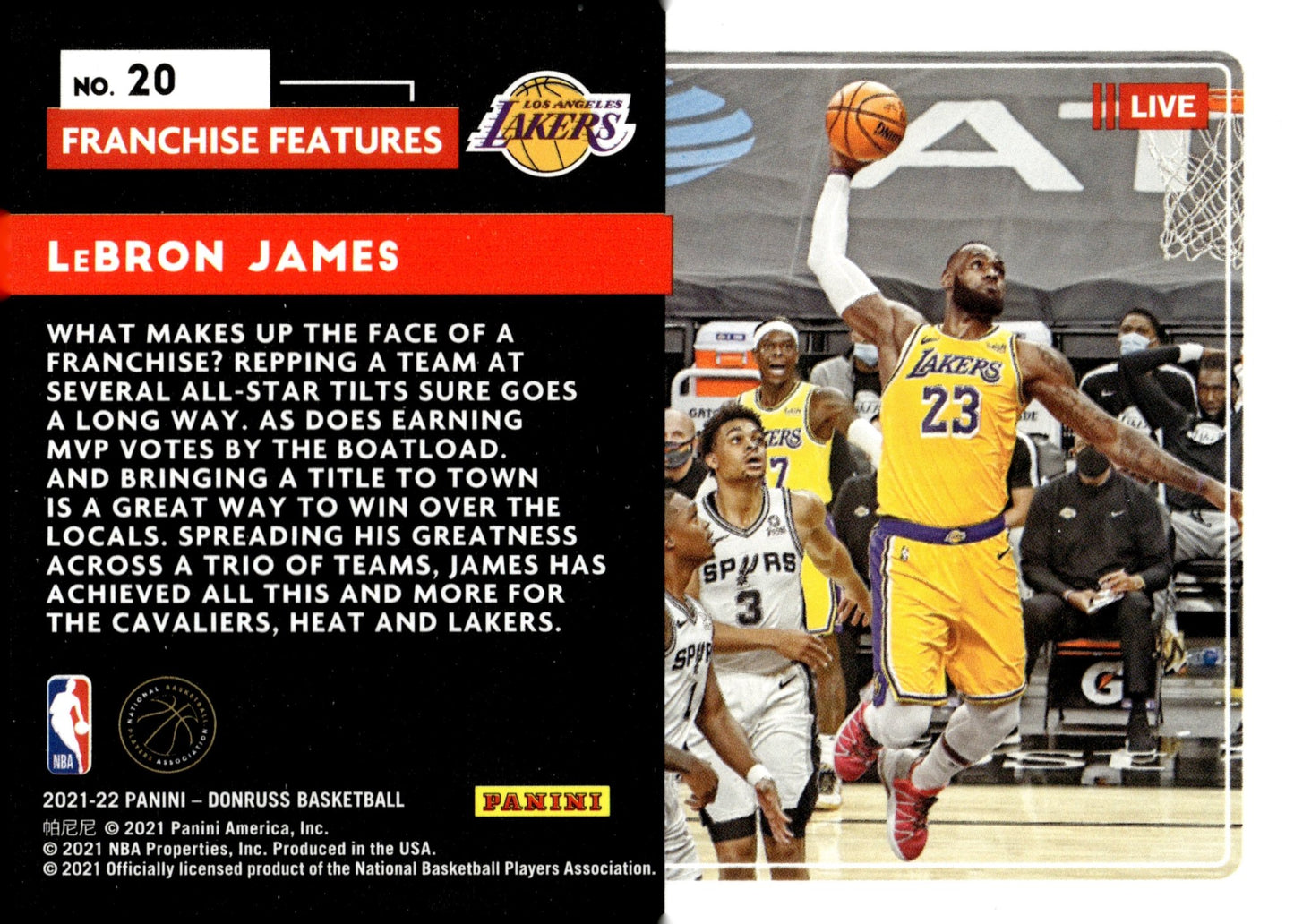 LeBron James 2021 - 22 Panini Donruss Franchise Features #20 - Collector Store LLC
