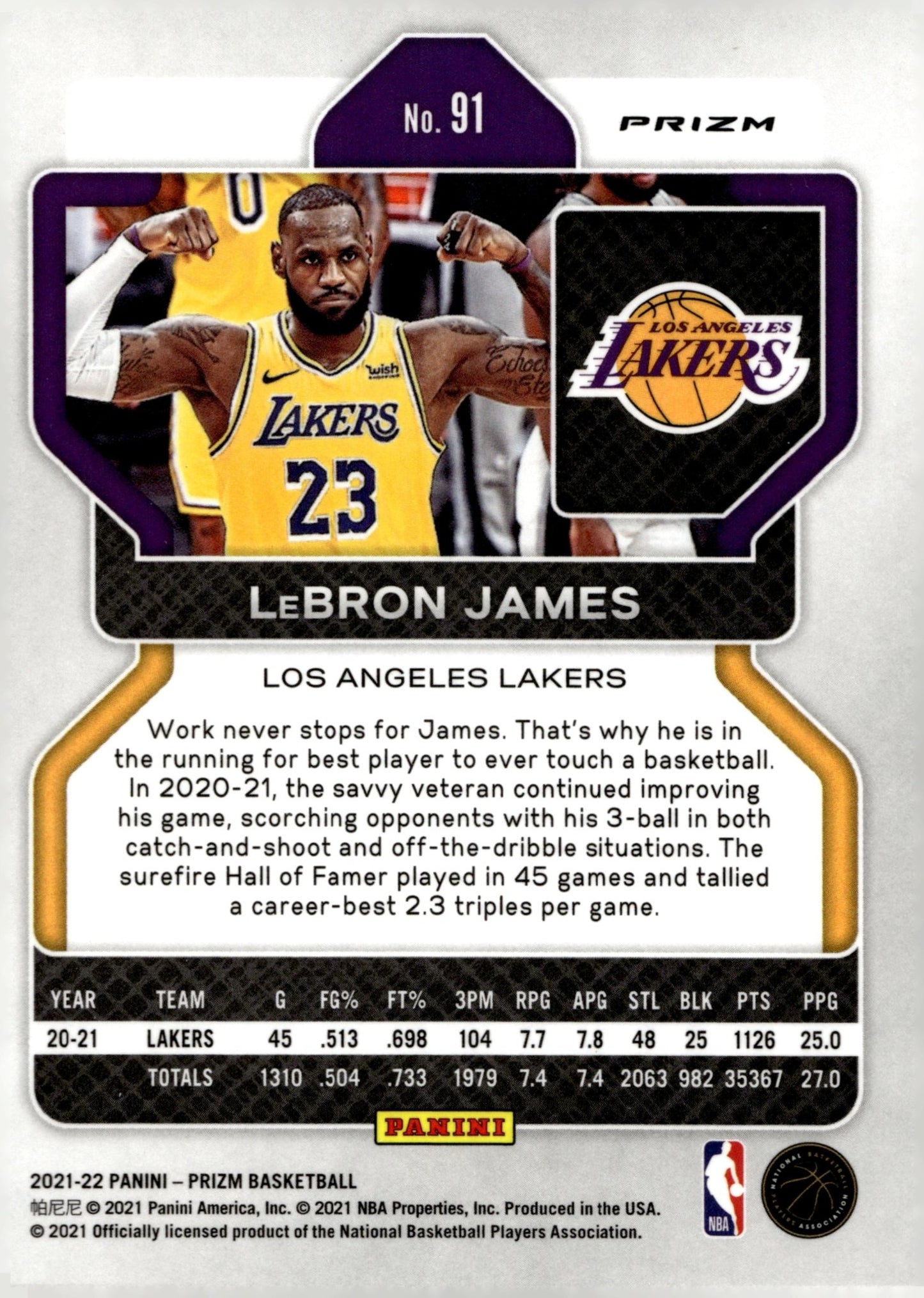 LeBron James 2021 - 22 Panini Prizm Green Prizm #91 - Collector Store LLC