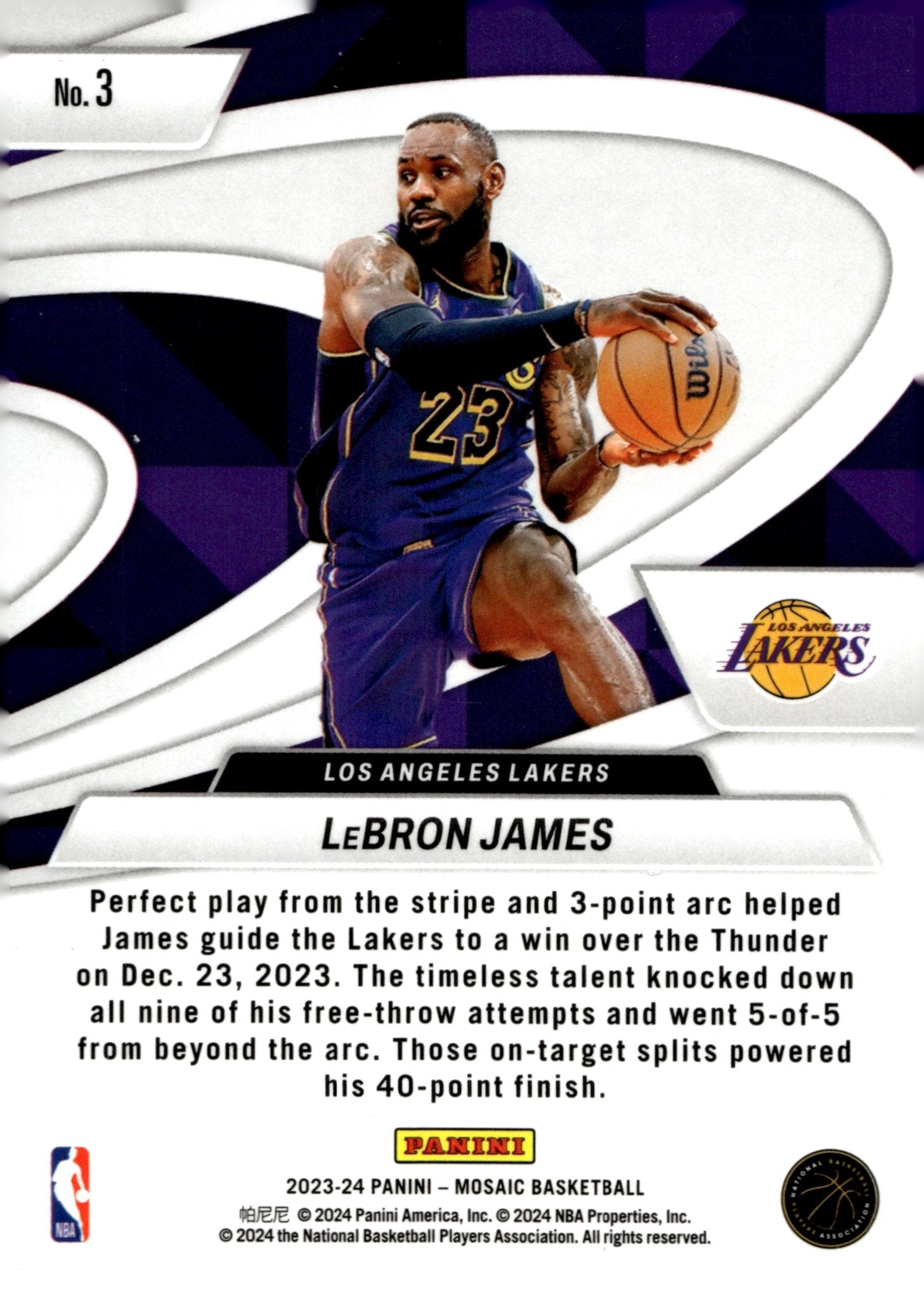 LeBron James 2023 - 24 Panini Mosaic Give & Go #3 - Collector Store LLC