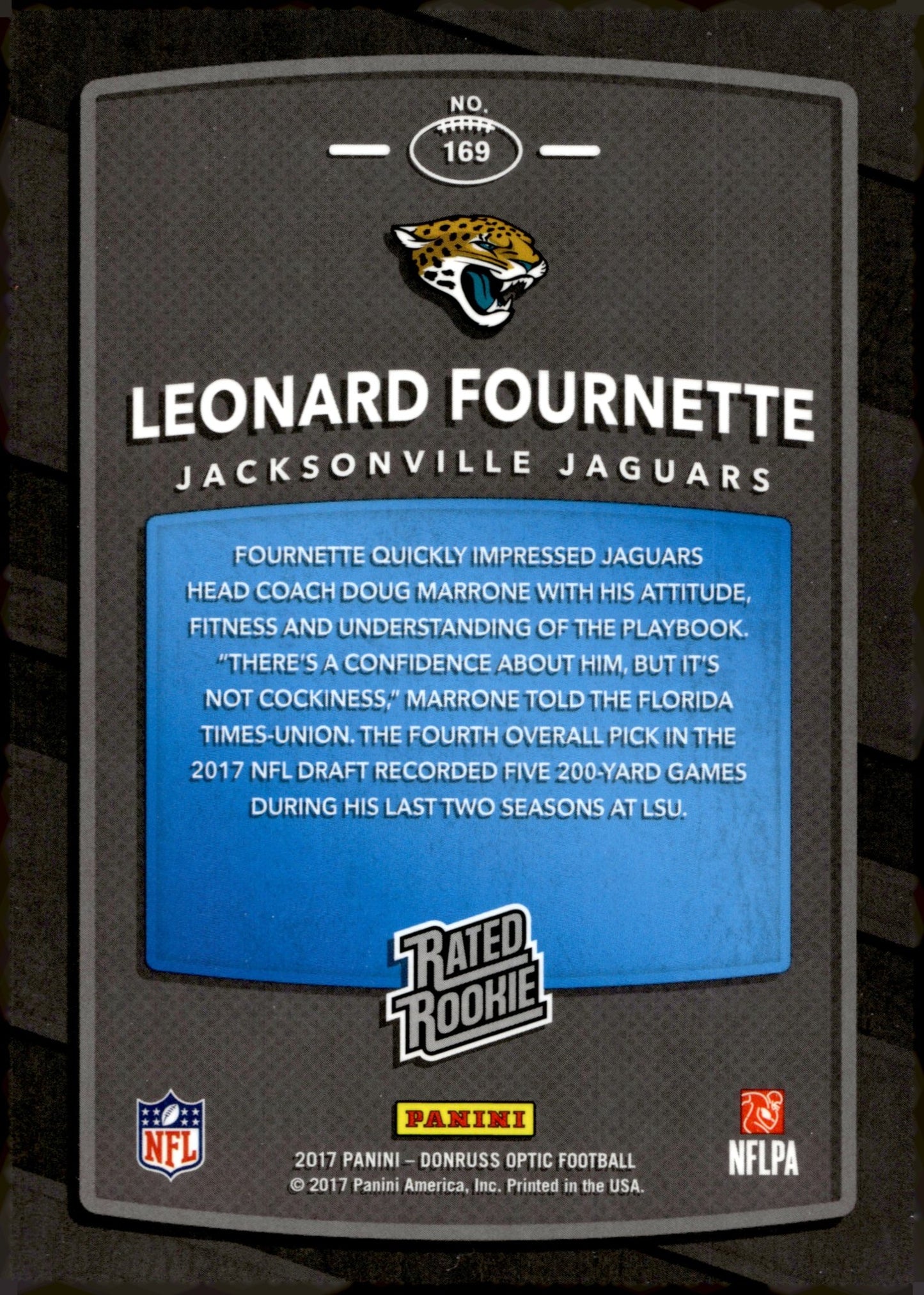Leonard Fournette 2017 Panini Donruss Optic Rated Rookie RC #169 - Collector Store LLC