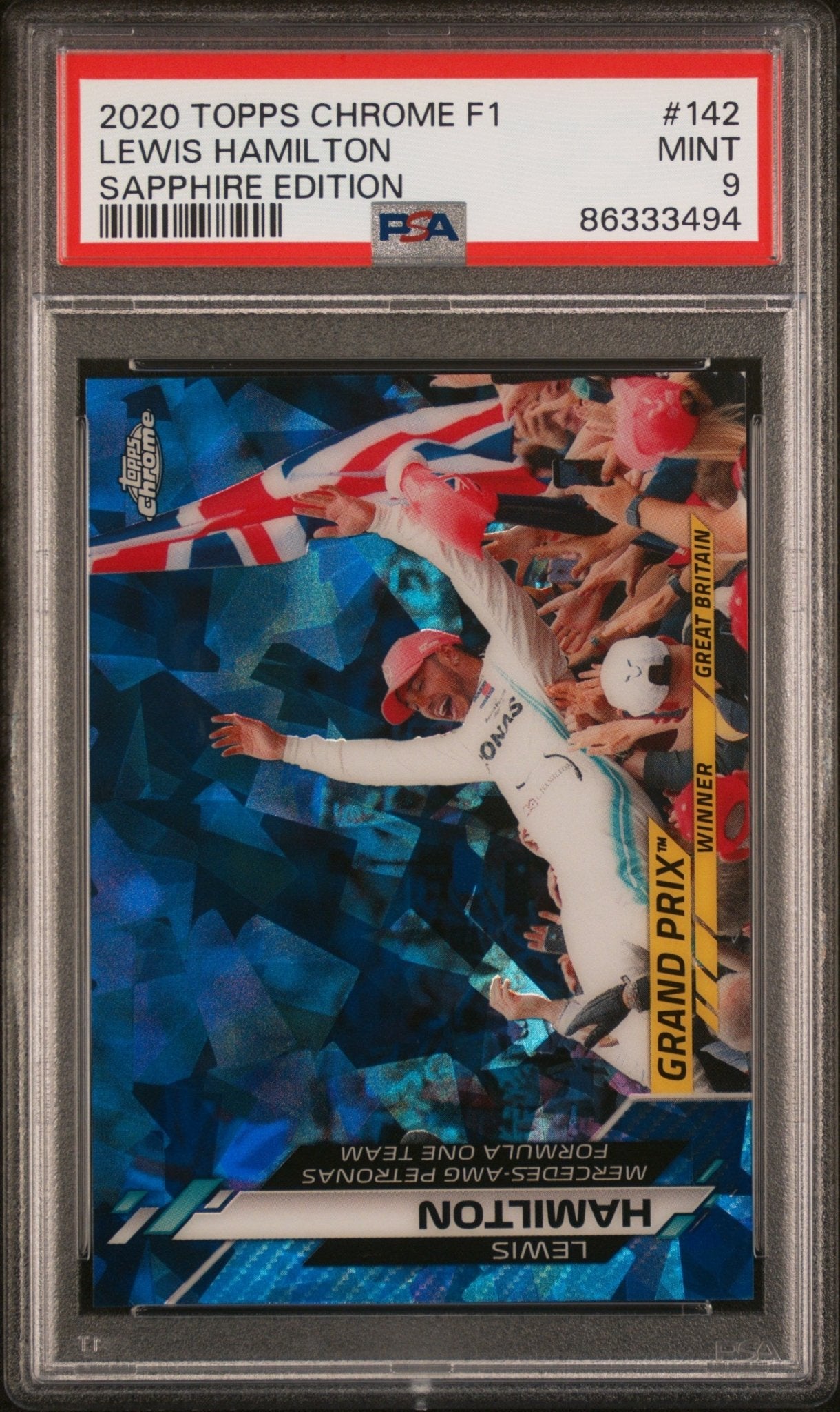 Lewis Hamilton 2020 Topps Chrome F1 Sapphire Edition #142 PSA 9 - Collector Store LLC
