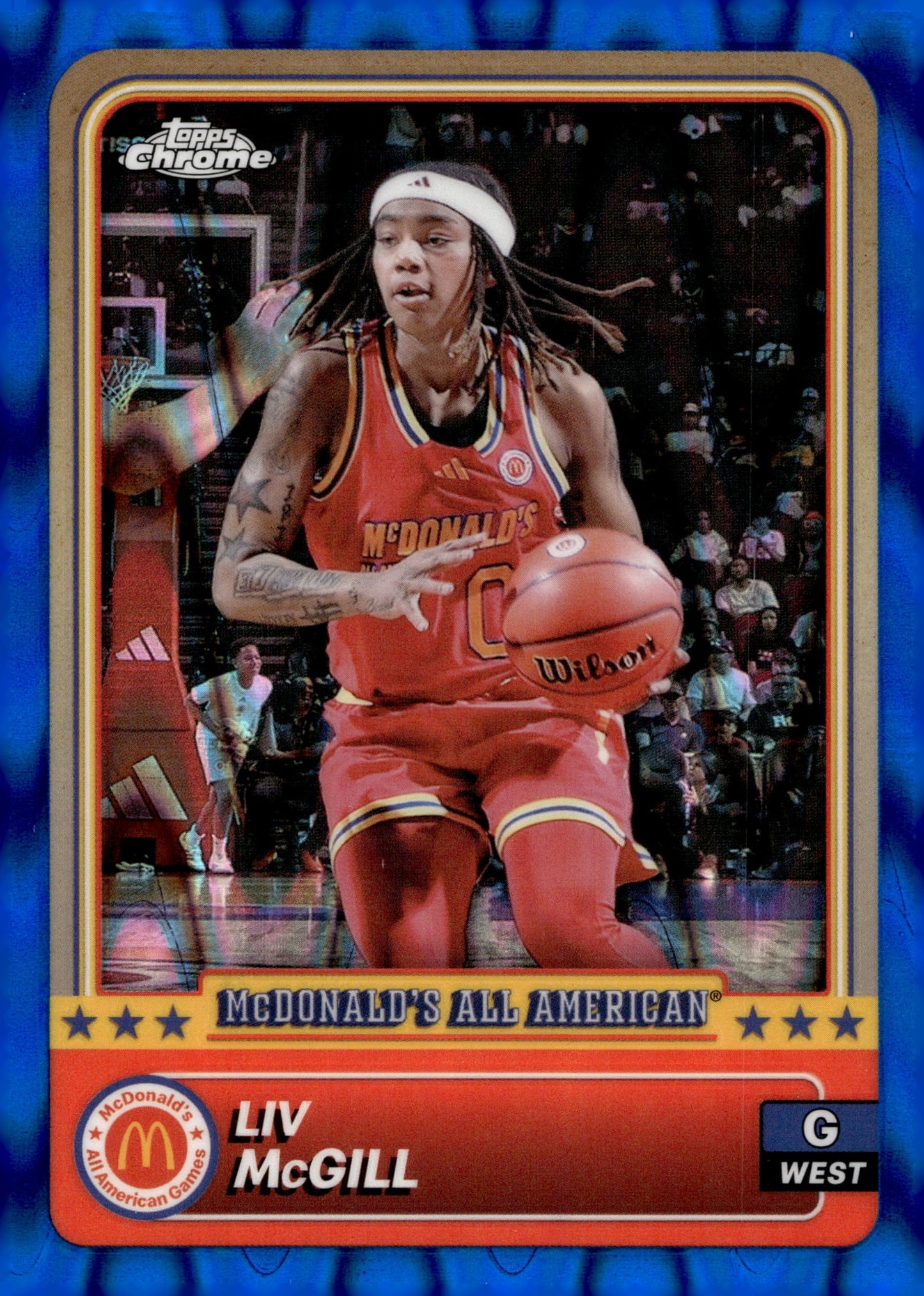 Liv McGill 2024 Topps Chrome McDonald's All American Blue Ray Wave Refractor - Collector Store LLC