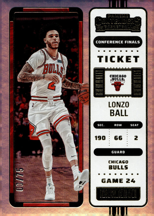 Lonzo Ball 2022 - 23 Panini Contenders Conference Finals Ticket 08/75 #34 - Collector Store LLC