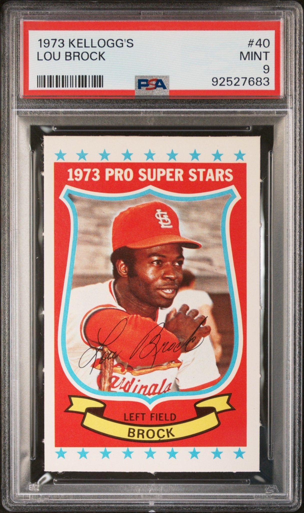 Lou Brock 1973 Kellogg's #40 PSA 9 - Collector Store LLC
