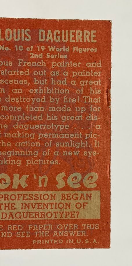 Louis Daguerre 1952 Topps Look 'n See #92 PR #2 - Collector Store LLC