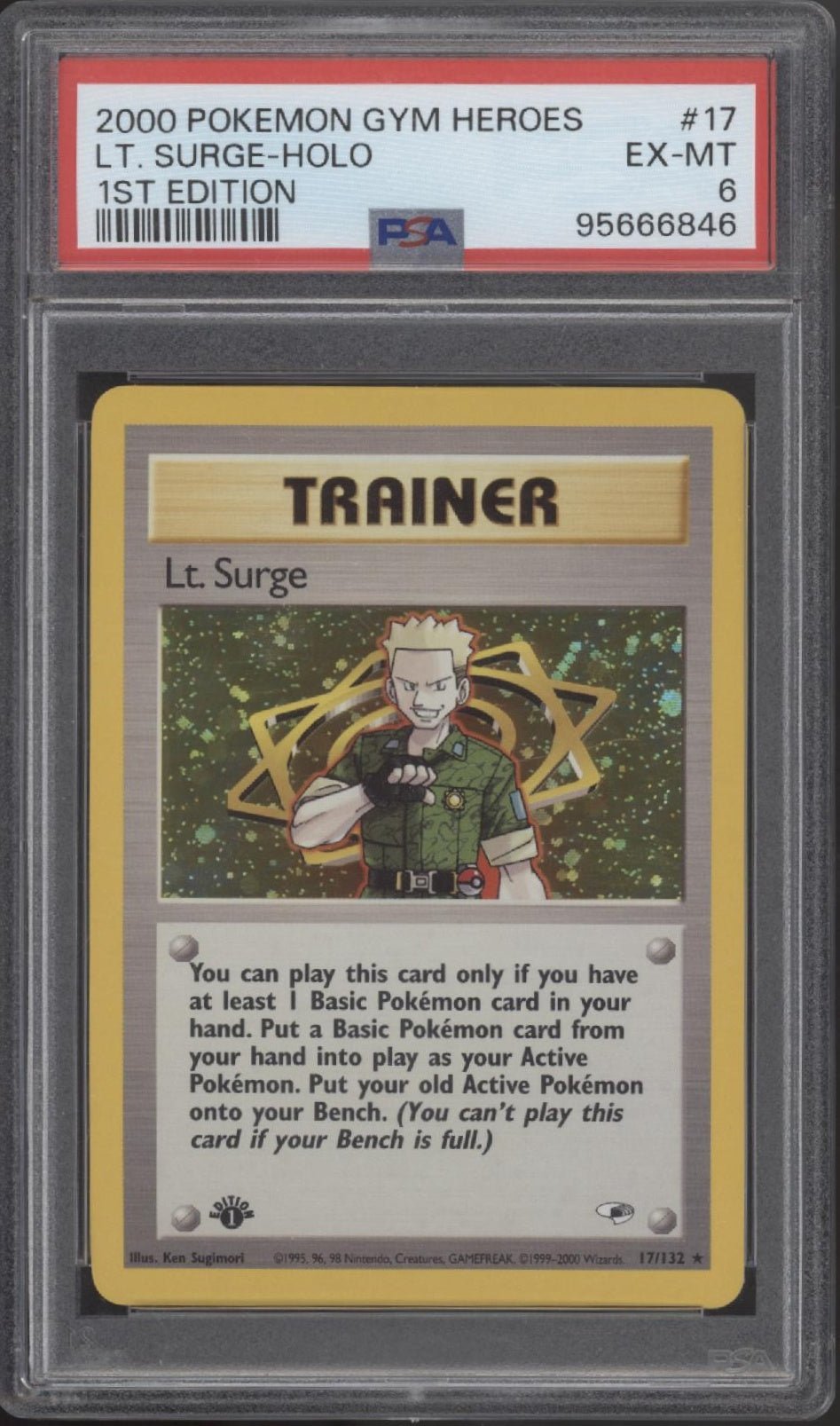 Lt. Surge Pokemon Gym Heroes Holo 1st Edition #17 PSA 6 - Collector Store LLC