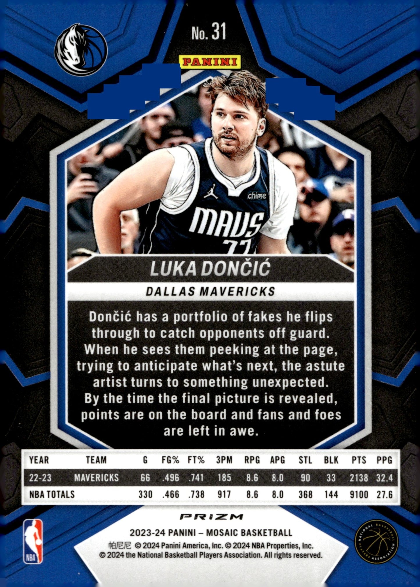 Luka Doncic 2023 - 24 Panini Mosaic Prizm #31 - Collector Store LLC