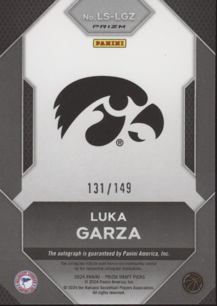 Luke Garza 2024 Panini Prizm Draft Picks Legacy Blue Prizm Auto 131/149 - Collector Store LLC