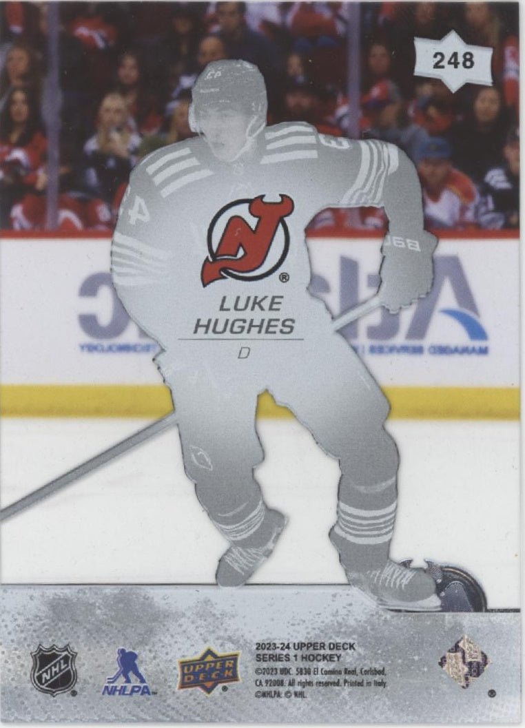 Luke Hughes 2023 - 24 Upper Deck Series 1 Young Guns Clear RC #248 - Collector Store LLC