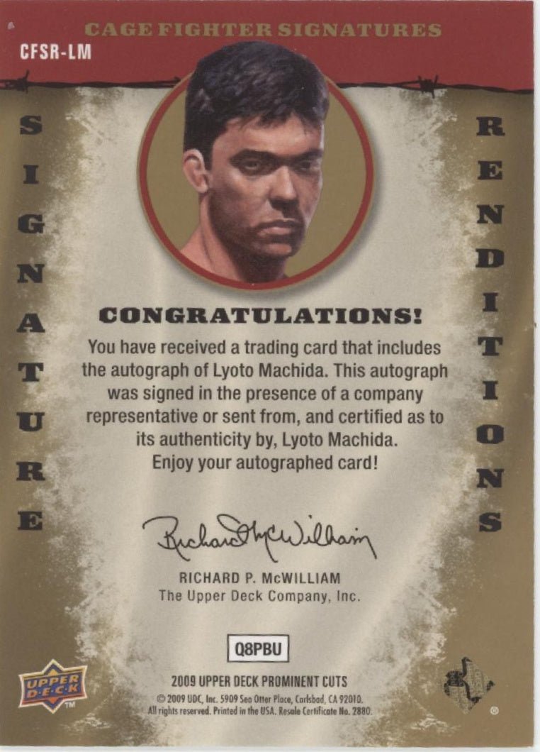Lyoto Machida 2009 Upper Deck Prominent Cuts Auto #CFSP - LM - Collector Store LLC