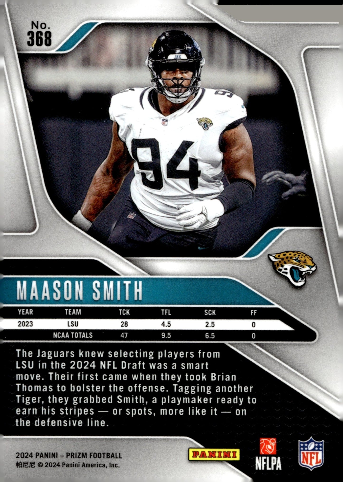 Maason Smith 2024 Panini Prizm RC #368 - Collector Store LLC