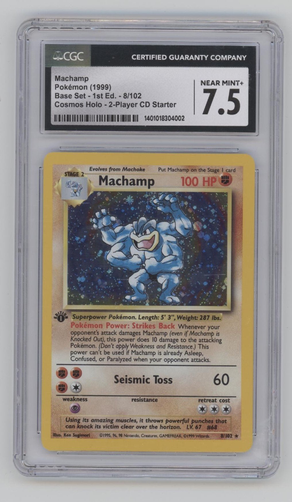 Machamp Pokemon Base Set 2 - Player CD Starter 1st Edition Cosmos Holo #8 CGC 7.5 - Collector Store LLC