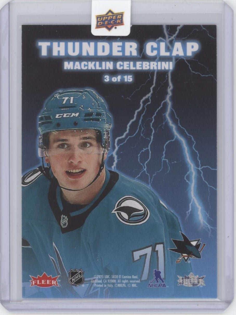 Macklin Celebrini 2025 Upper Deck Fleer Ultra Thunder Clap #3 #1 - Collector Store LLC