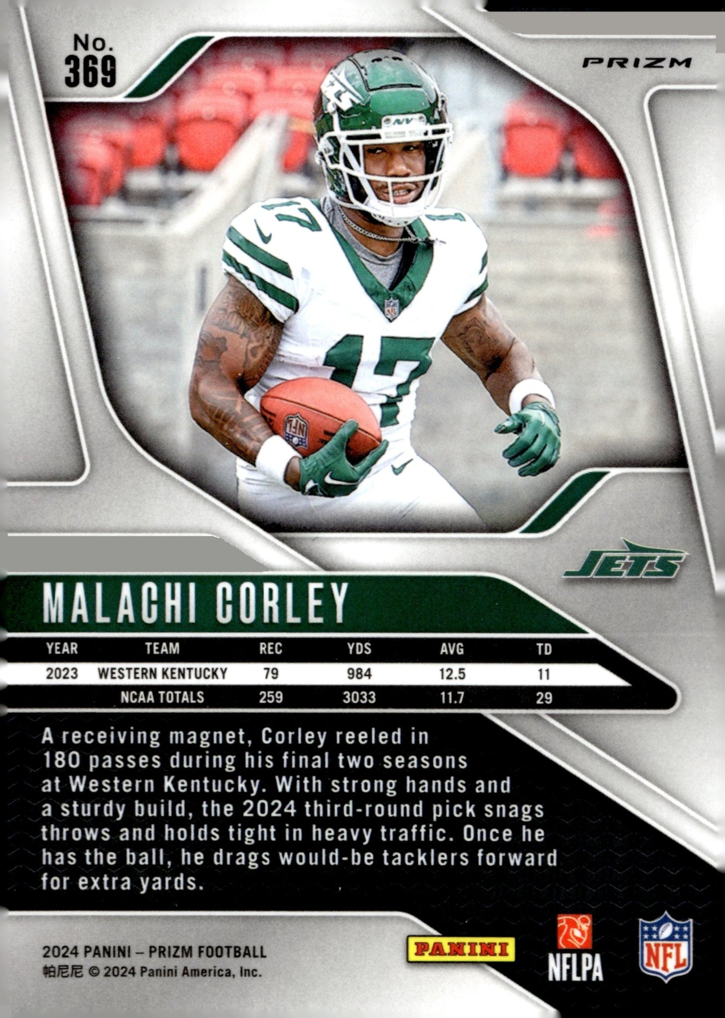Malachi Corley 2024 Panini Prizm Purple Pulsar Prizm RC #369 - Collector Store LLC
